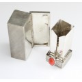 Suport pentru ruj, din argint | anturaj de coral | atelier italian - anii' 40